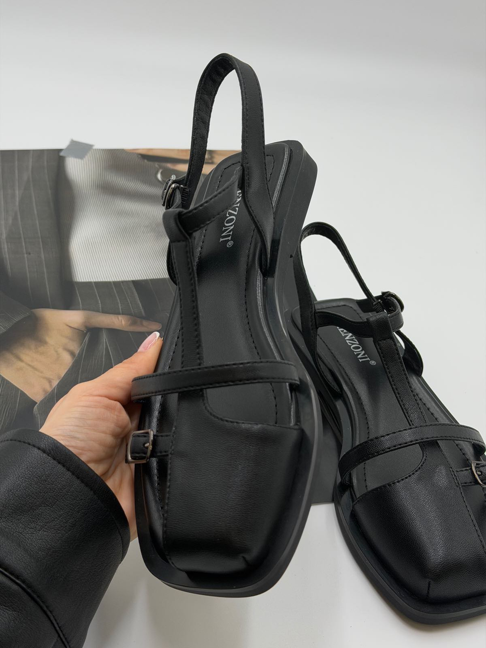 Босоножки женские натуральная кожа арт. PEAL 31-3 цвет "чёрный"