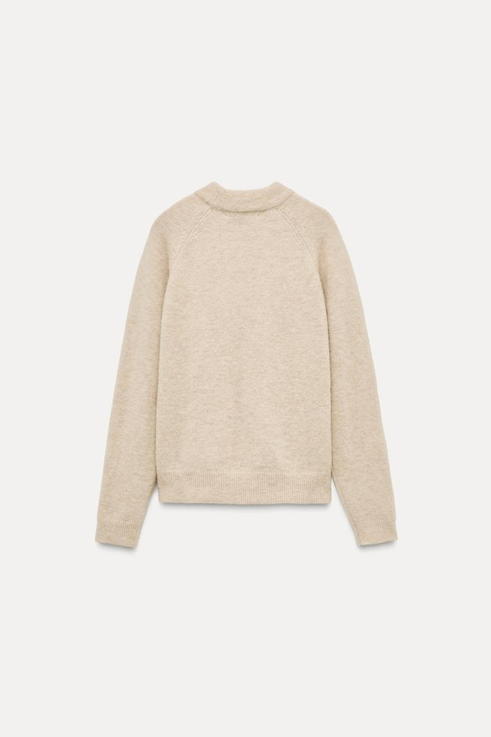 ZARA ОДНОТОННЫЙ СВИТЕР ИЗ ШЕРСТИ И АЛЬПАКИ, ЭКРЮ