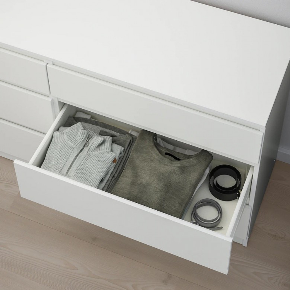 Комод КАЛЕН 6 ящиков 140*40*72, белый, KULLEN