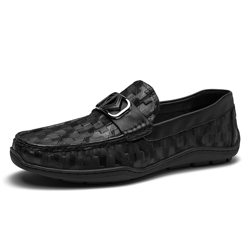 SEPTWOLVES Top Grain Cow Leather Gommino Loafers Men"s Black
