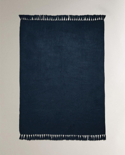 Zara Home - Шерстяной плед, синий, 140x190 см