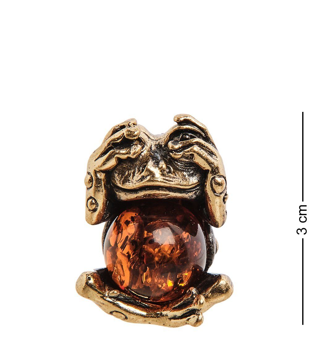 Народные промыслы AM-3121 Фигурка «Лягушка не вижу» (латунь, янтарь)