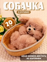 Мягкая игрушка собачка в корзинке плюшевая пудель