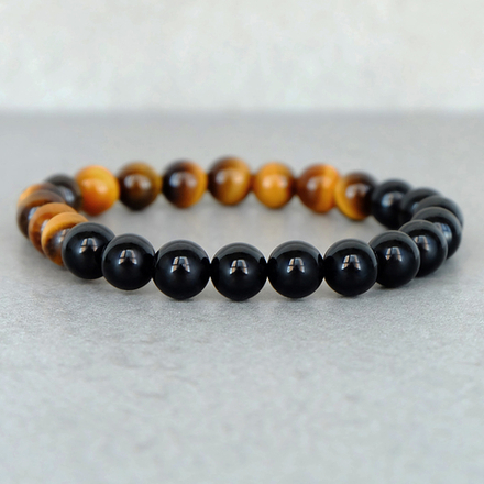 Браслет из камней (оникс и тигровый глаз)