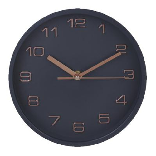 Часы настенные круглые, d20 см, пластик, цвет черный  (24шт/кор)