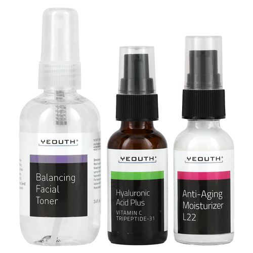 YEOUTH, Essential Anti-Aging Skin Care System, набор из 3 предметов