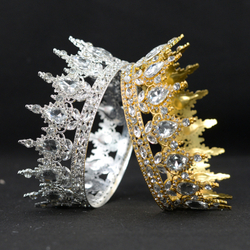 Декоративная корона на торт, серебро (Белые камни)