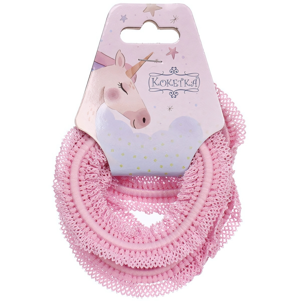 Резинки для волос в наборе 5шт «АЛИСА», цвет цвет пудровый, d-5,5см (Подвес Единорог)