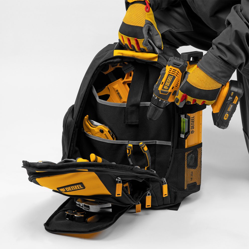 Рюкзак для инструмента, 365х190х430 мм, 3 отделения, 26 карманов Denzel