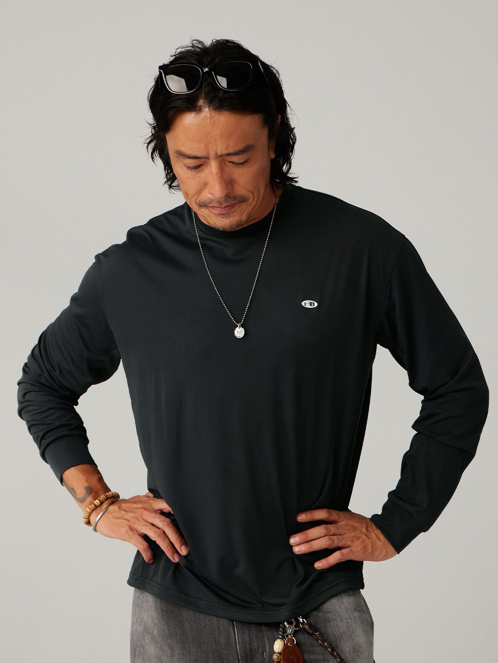 Лонгслив Nothomme Blue Athletic Casual Reflective Crew Neck Long-Sleeve Tee