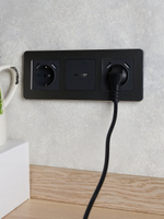 BRITE Розетка 1-местная с заземлением с защитными шторками 16А с USB A+A 5В 3,1А РЮш10-2-БрГ графит IEK