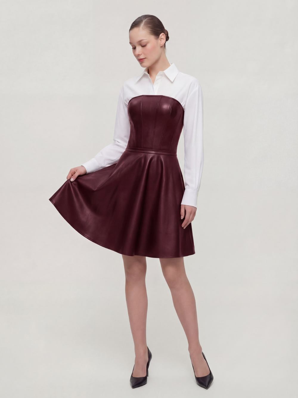 Платье корсетное праздничное кожаное