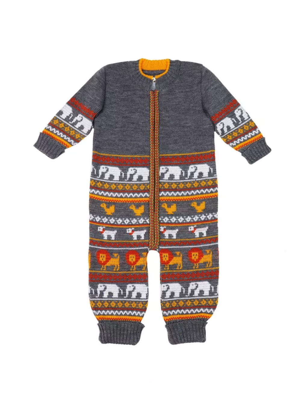 Вязаный комбинезон для новорожденных и малышей на молнии