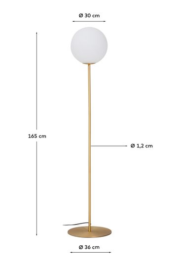 Торшер Brisia в матовой латунной отделке со стеклянным плафоном Ø30 см