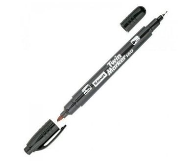 Маркер перманентный двухсторонний LUXOR 0.7/1мм (черный) пулевидный