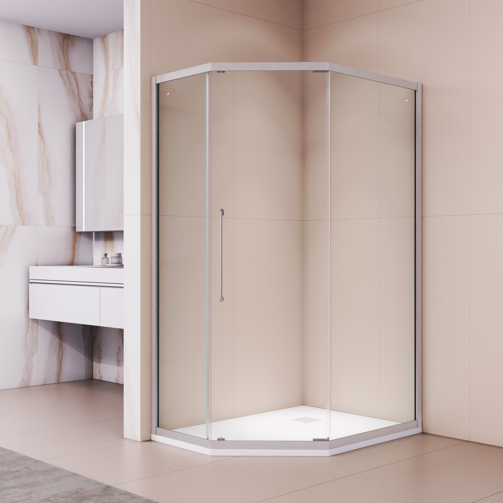 Душевой уголок стекло 6 мм, пятиугольный, форма трапеция, раздвижная дверь, RGW PA-86S (Прозрачное, 900x1000)
