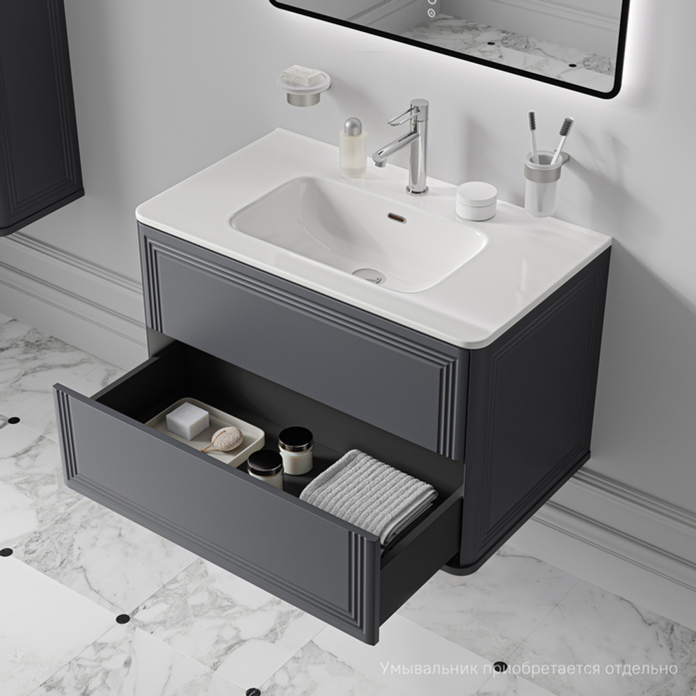 Тумба подвесная IDDIS Oxford Neo, 80 см, темно-серый, OXN80D0i95