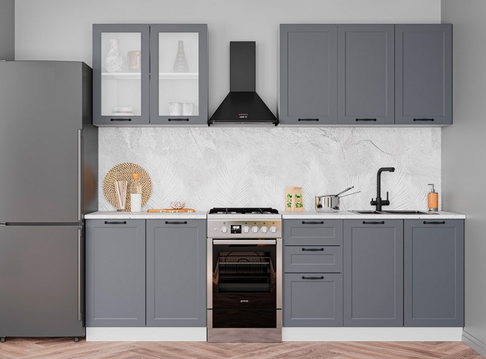 Модульная кухня "Квадро " 1800 Серый эмалит
