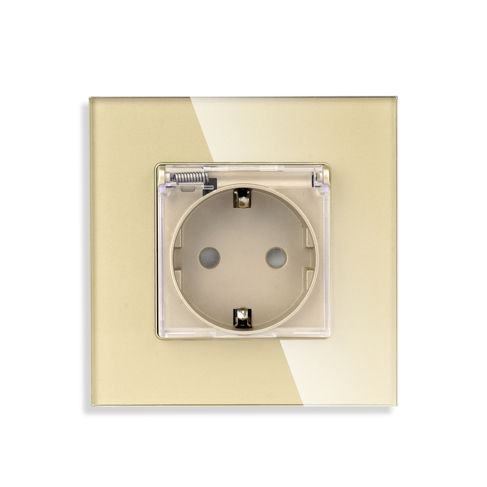 Розетка влагозищищеннавя в рамку 16А M1FWP ЗОЛОТО