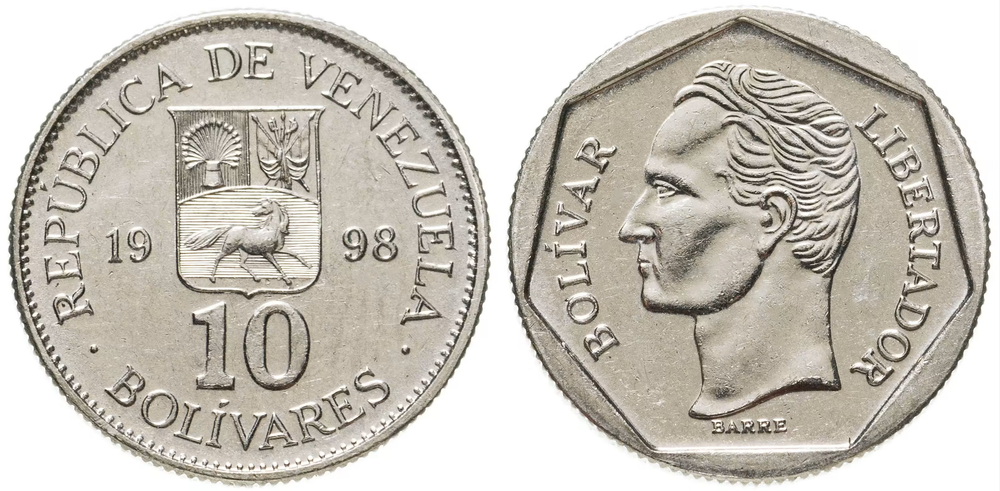 Венесуэла 10 боливаров, 1998 Симон Боливар UNC