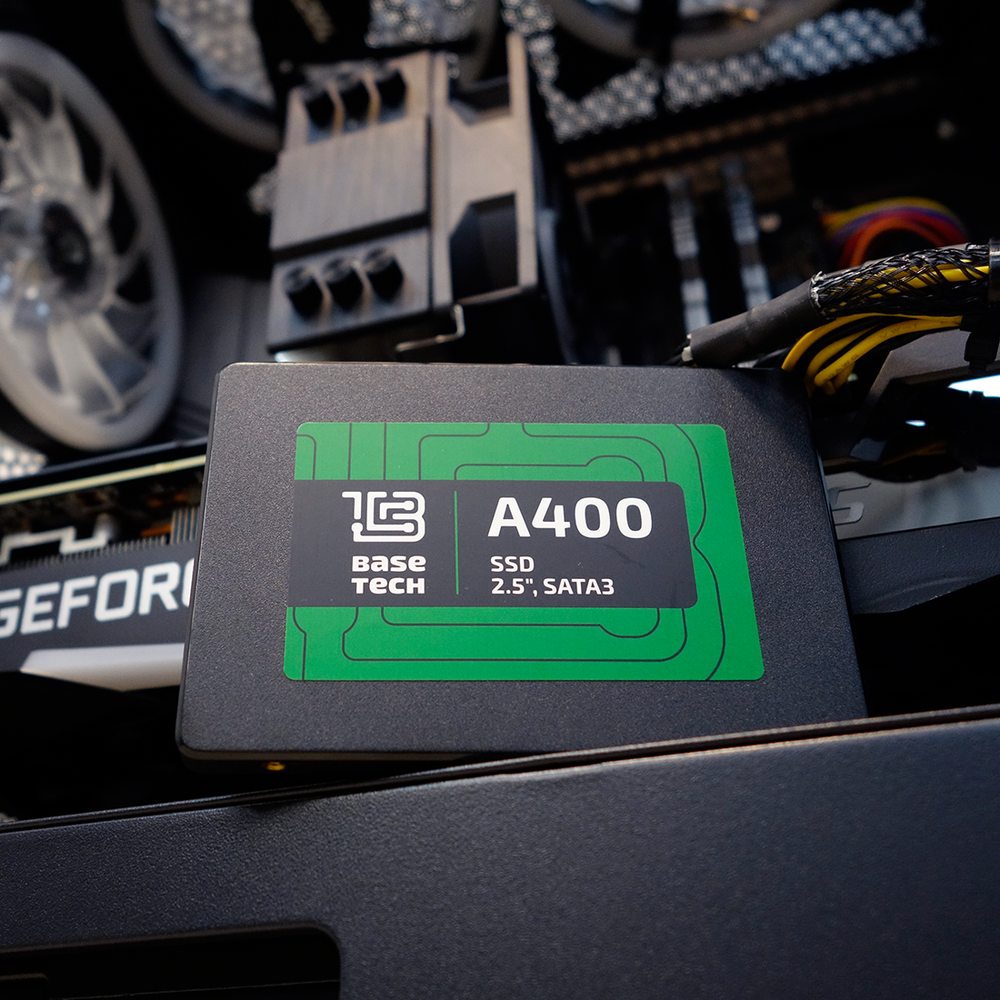 SSD BaseTech A400 480Гб, 2.5", SATA3, Bulk, TLC, Чтение:550мб/с, Запись:450мб/с (SSDBTA400480GN)