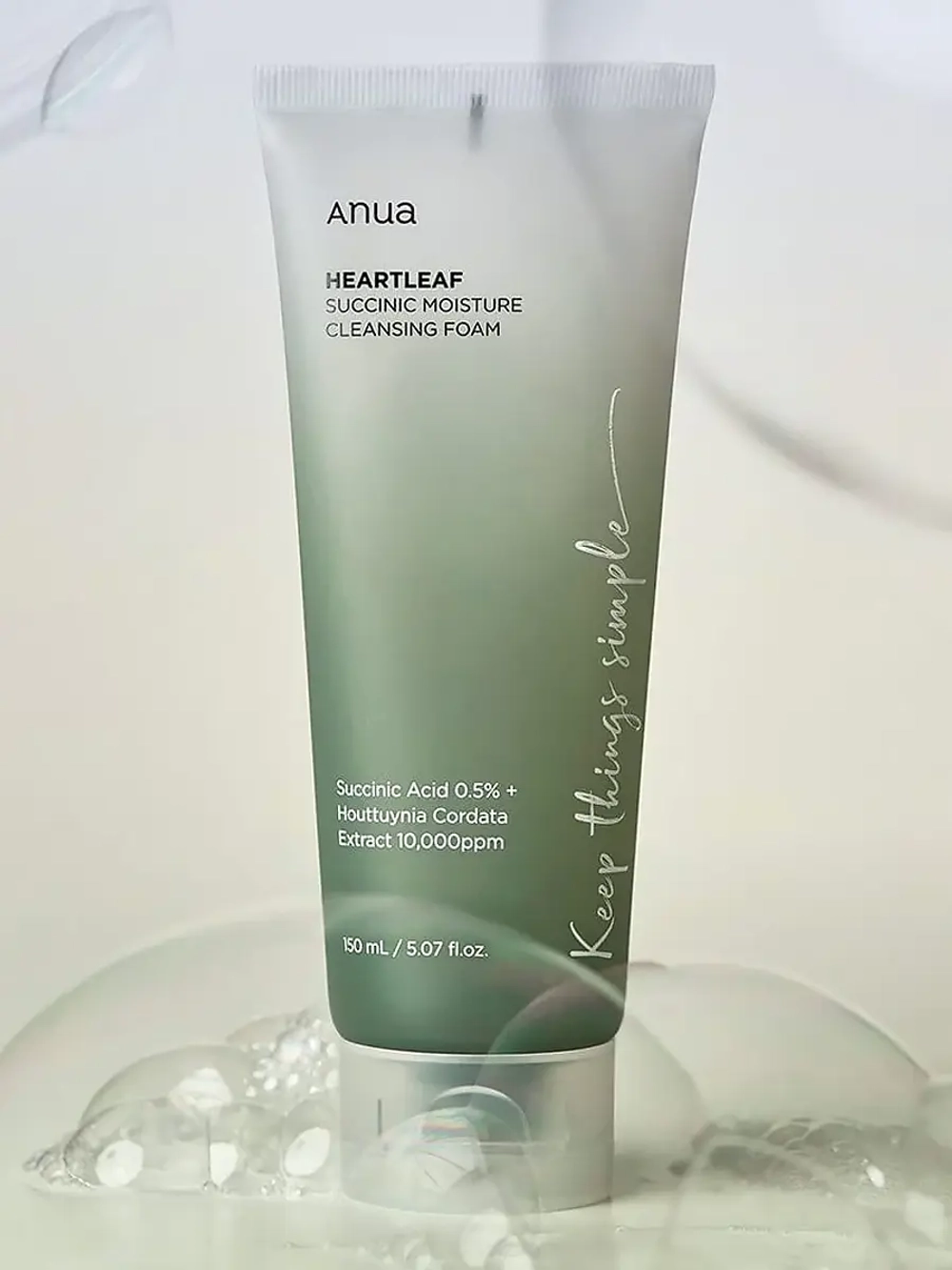 Anua Увлажняющий гель для умывания с янтарной кислотой Heartleaf Succinic Moisture Cleansing Foam 150 мл