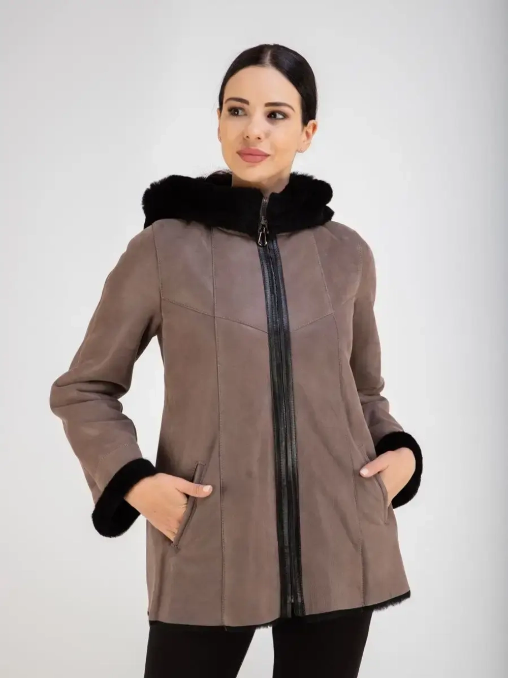 Дубленка натуральная короткая с капюшоном Турция