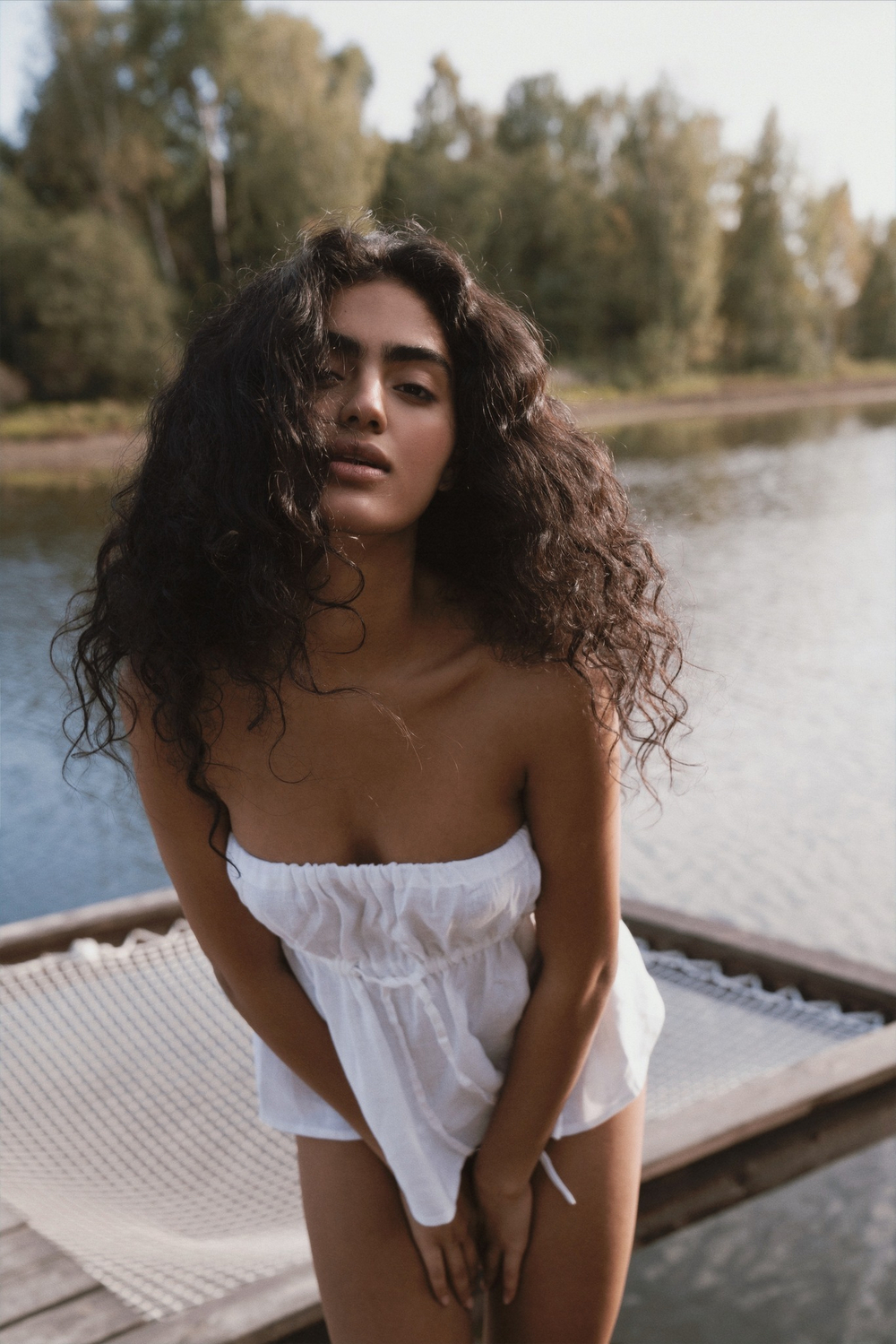 The strapless linen top Топ из льна