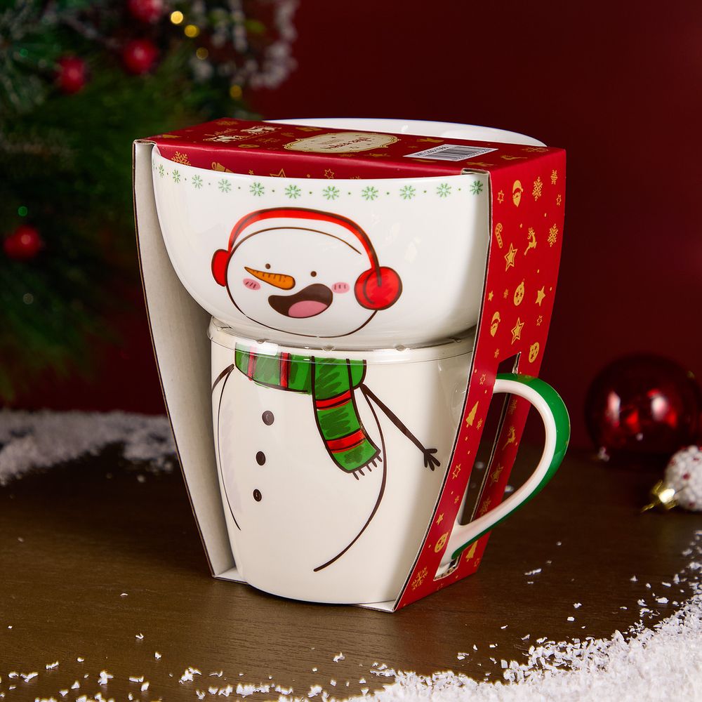 НАБОР ПОСУДЫ LEFARD "СНЕГОВИК" 2 ПР. (КРУЖКА 360МЛ, САЛАТНИК 500МЛ)