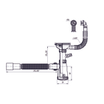 Сифон 3 1/2*40 с носиком, с круглым переливом, с гофрой 40*40*50 (800мм) BKG3080W ИНКОПЛАСТ