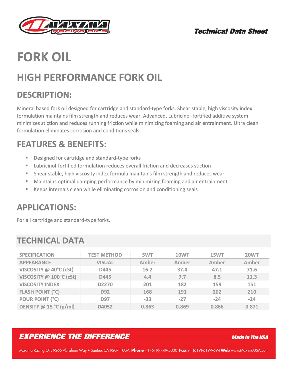 Maxima FORK OIL STANDARD HYDRAULIC (5wt вилочное масло)