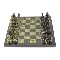 Шахматы, шашки, нарды 3 в 1 змеевик мрамор 440х440 мм Артикул:  R8789