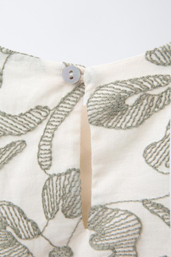 ZARA БЛУЗА С ЦВЕТОЧНОЙ ВЫШИВКОЙ, МЯГКИЙ ЗЕЛЕНЫЙ