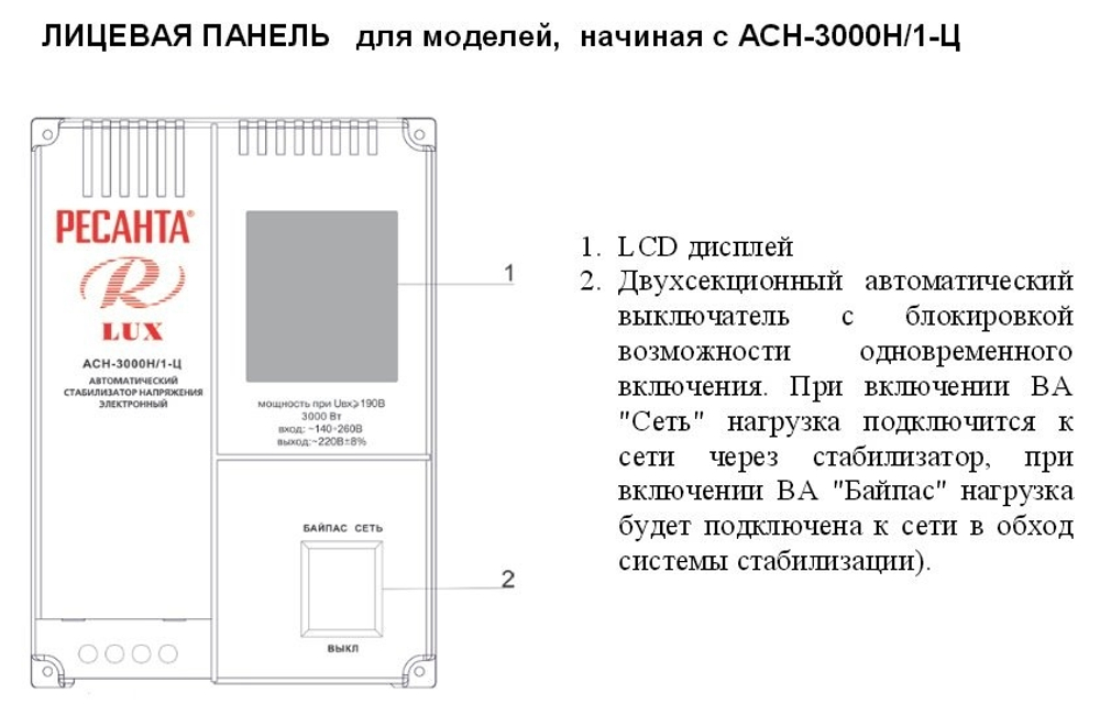 Стабилизатор напряжения Ресанта Lux АСН-3000Н/1-Ц