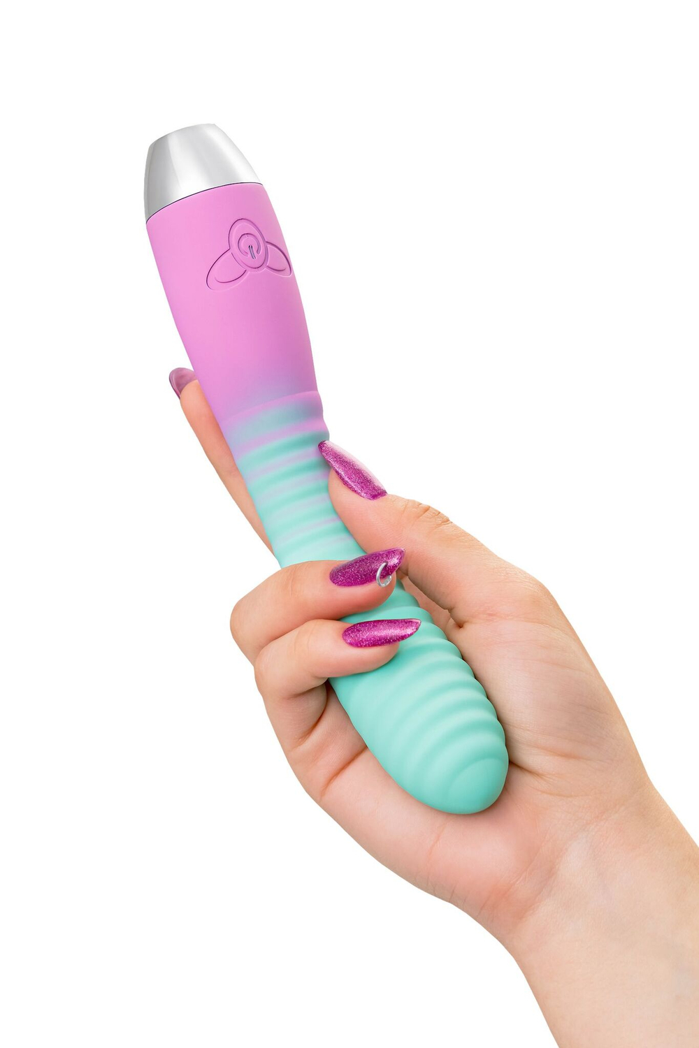 Мятно-розовый вибратор с изогнутой головкой Azalia - 20,5 см. (Цвет: мятный)