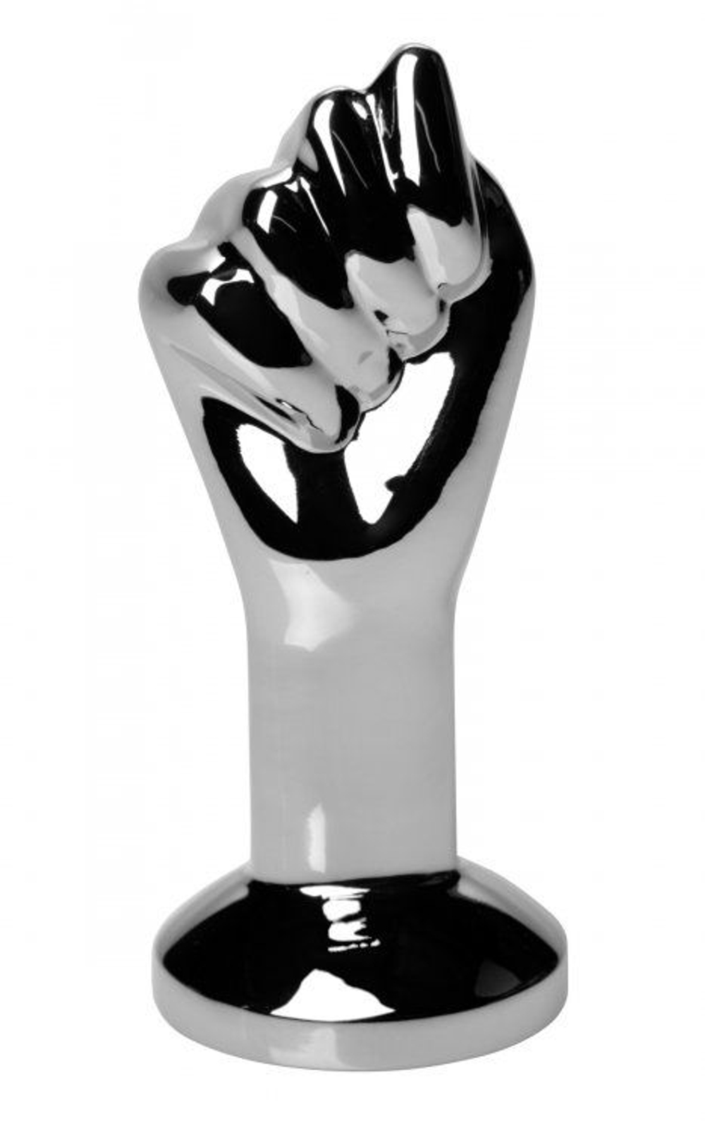 Анальный стимулятор в виде сомкнутой руки Masters The Commander Mini Fist Plug - 8,8 см. (Цвет: серебро)