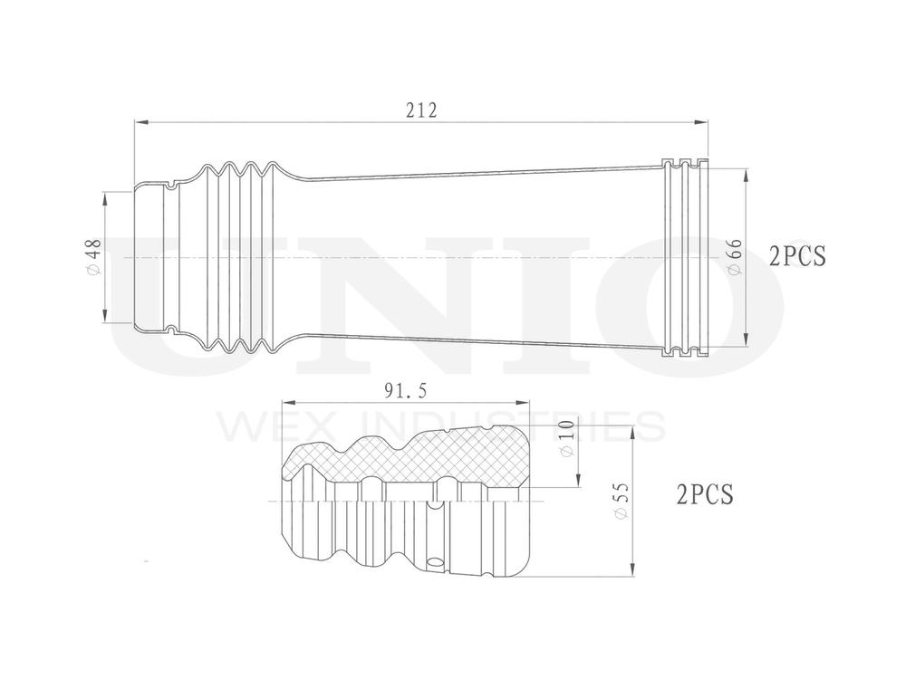 Комплект пыльник и отбойник UNIO DUC-50022