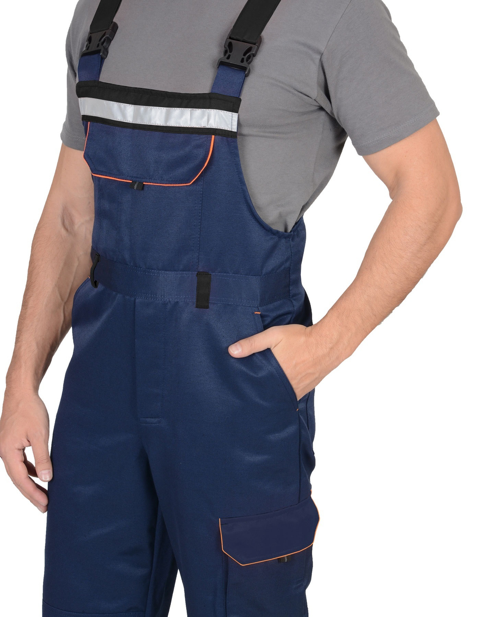 Костюм  куртка, полукомбинезон  темно-синий с черным с СОП 25мм