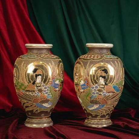 Винтаж: Парные вазы в стиле Сацума
