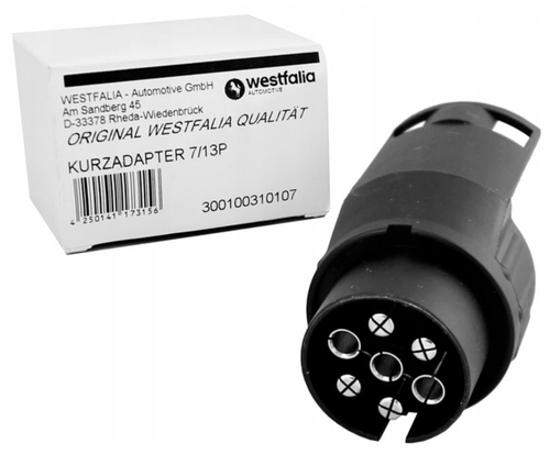 Переходник с Российского 7-pin на Европейский разъем 13-pin Westfalia 300100310107, пластик, черный