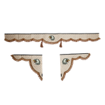 Ламбрекен с косынками универсальные стеганые Орел (экокожа, бежевый, коричневые кисточки)