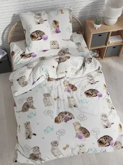 Наволочка комплект 2шт перкаль Сказка "Пушистики" 30х30 см на молнии