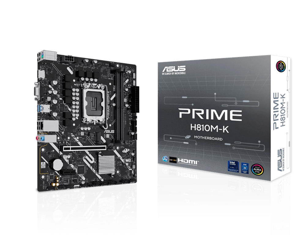 Материнская плата ASUS PRIME H810M-K, LGA1851 H810 2xDDR5 4xSATA 1xM.2 1xPCIe 4.0 HDMI D-Sub mATX