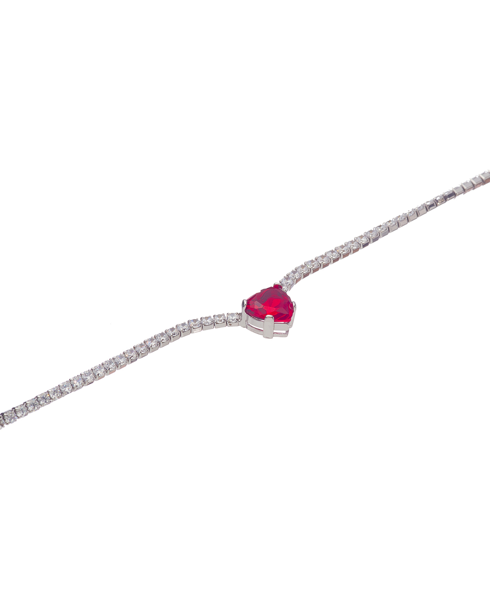 Колье-полоса цирконов, красное сердце