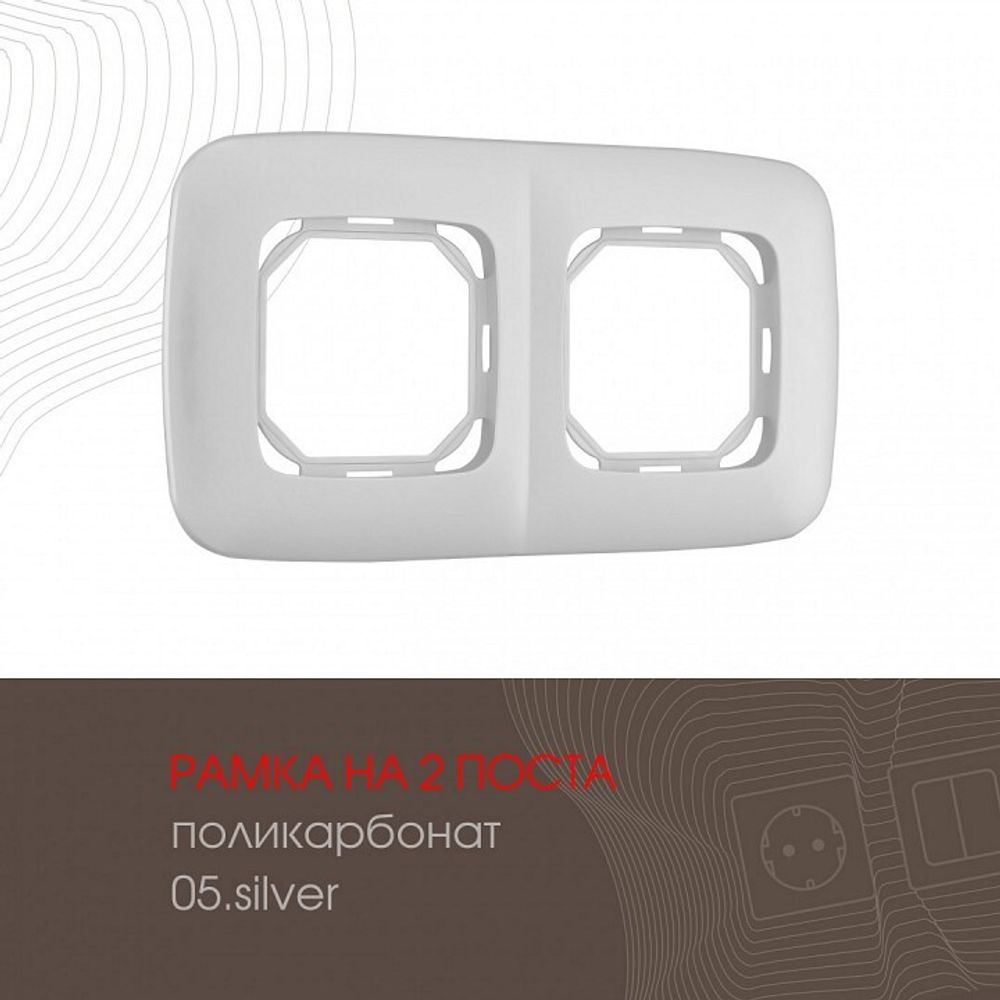 Рамка на 2 поста Arte Milano am-505.05 505.05-2.silver