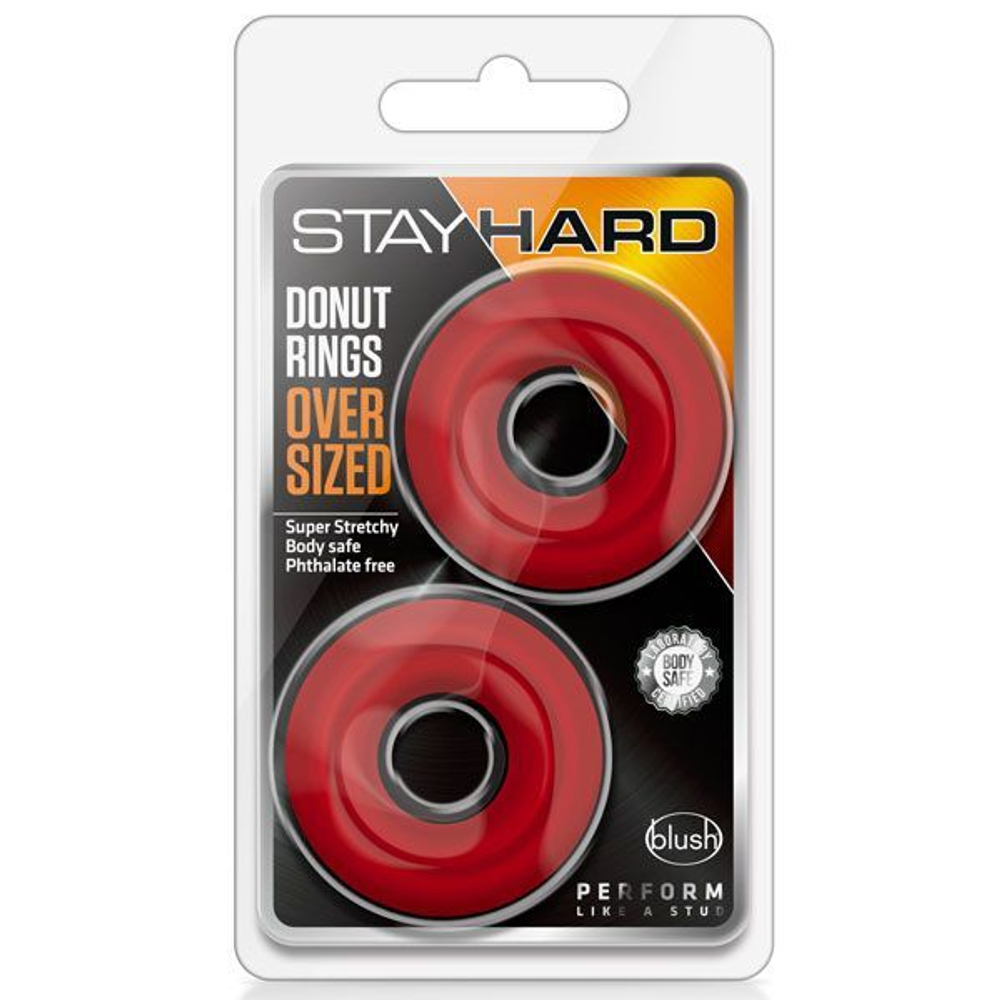 Набор из 2 красных эрекционных колец DONUT RINGS OVERSIZED (Цвет: красный)
