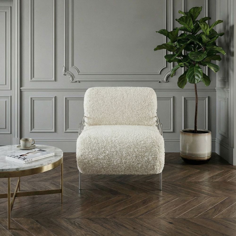 Кресло Нимфея Молоко Античное серебро