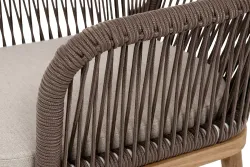 "Лион" стул плетеный из роупа, основание дуб, роуп коричневый круглый, ткань бежевая 15052