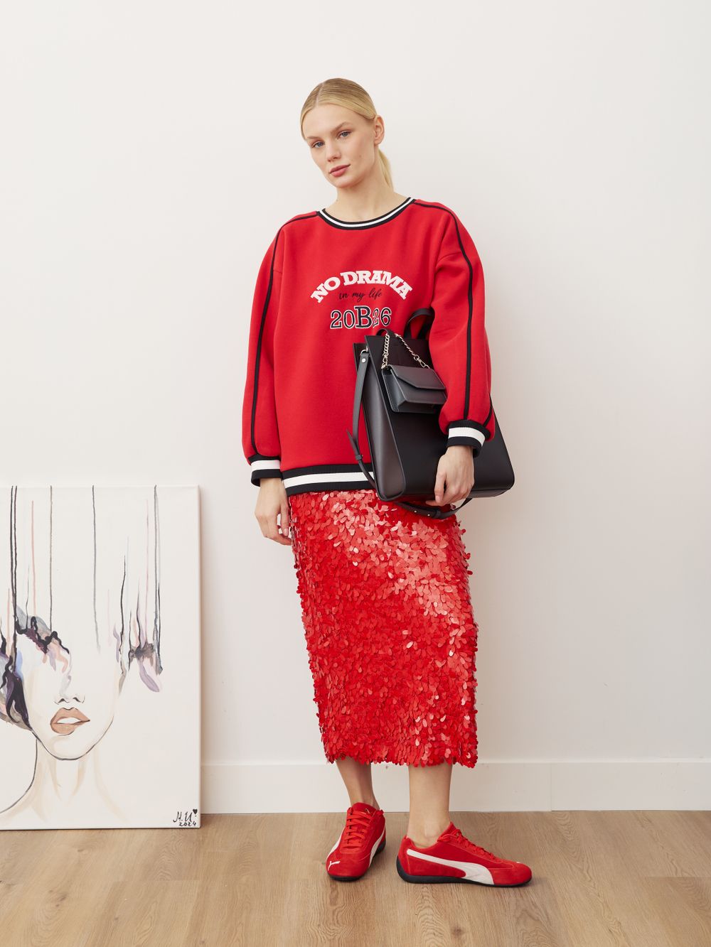 СВИТШОТ «NO DRAMA» КРАСНЫЙ