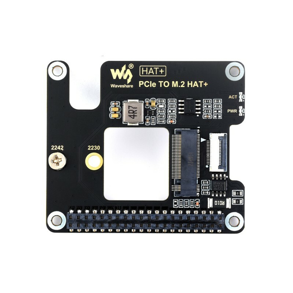Плата адаптера SSD для Raspberry Pi 5 PCIe to M.2 HAT+ NVMe (2242, 2230)